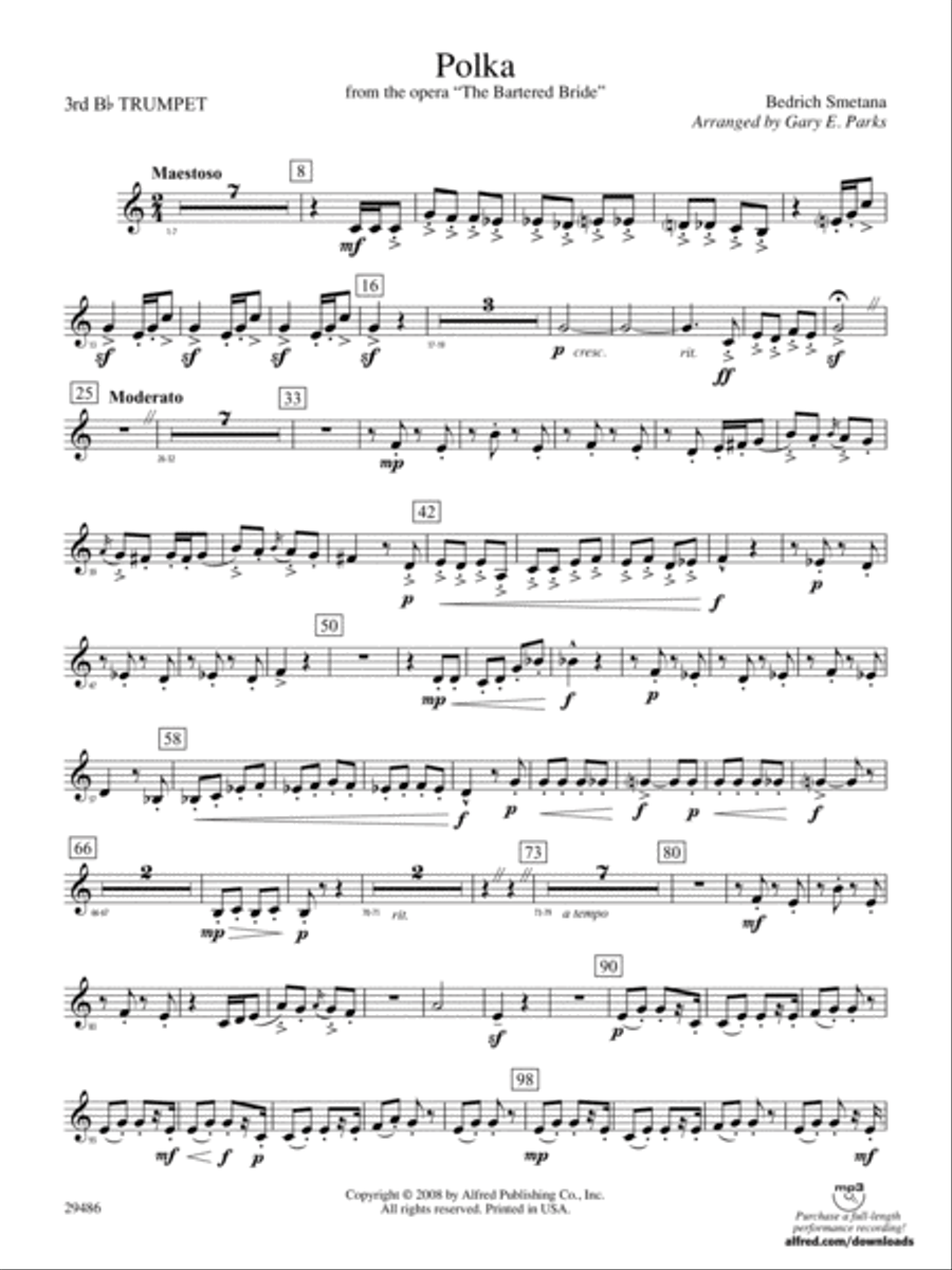 Polka from The Bartered Bride: 3rd B-flat Trumpet Concert Band scores gallery preview page 1