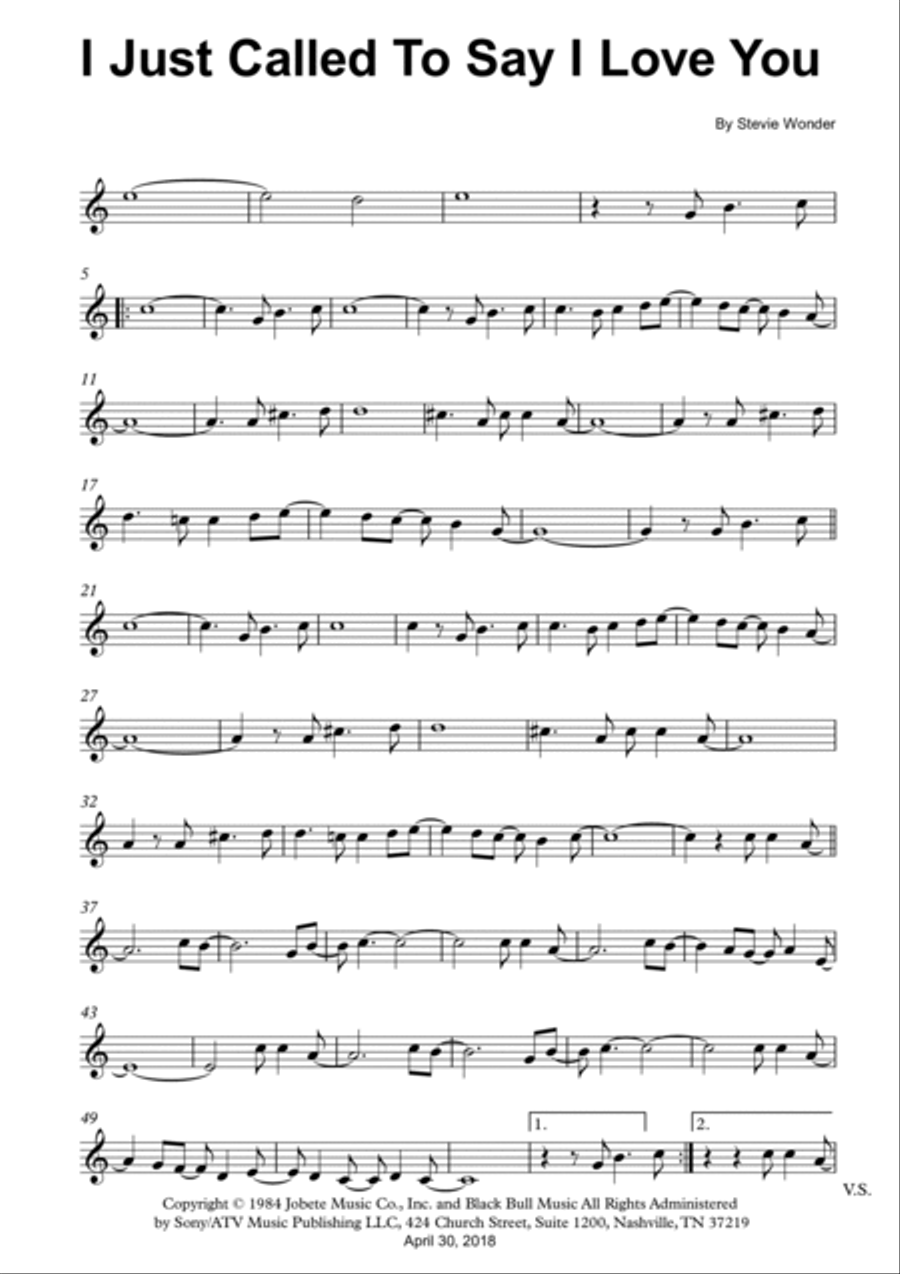 I Just Called To Say I Love You Violin Solo scores gallery preview page 5