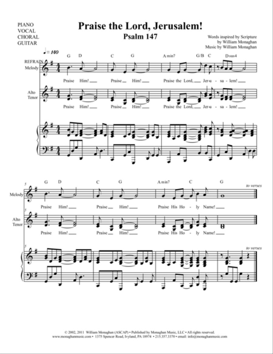 Praise the Lord, Jerusalem! (Psalm 147) Choir scores gallery preview page 1