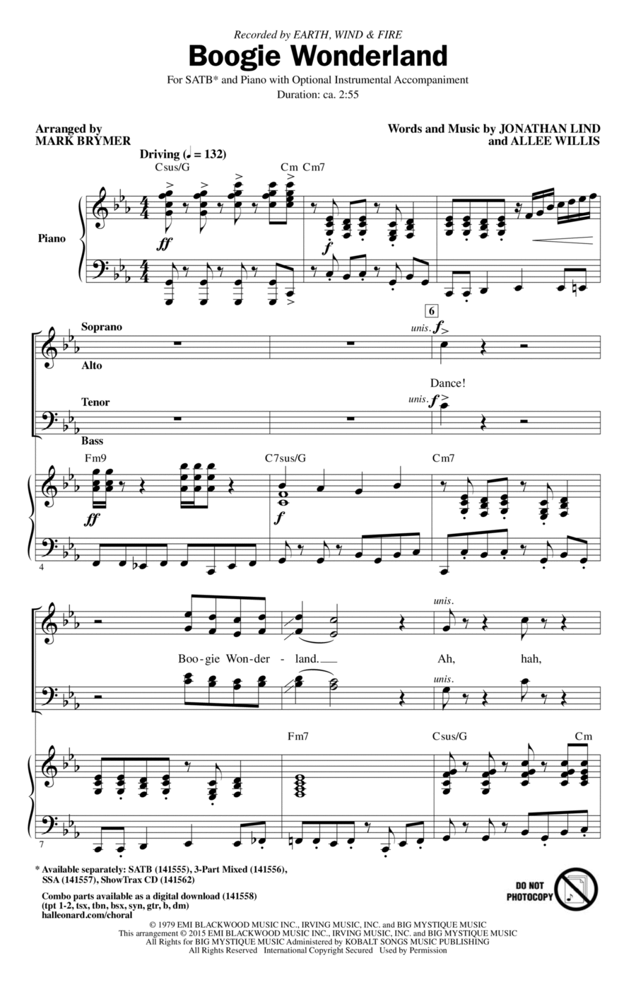 Boogie Wonderland Boogie Wonderland 4-Part scores gallery preview page 1