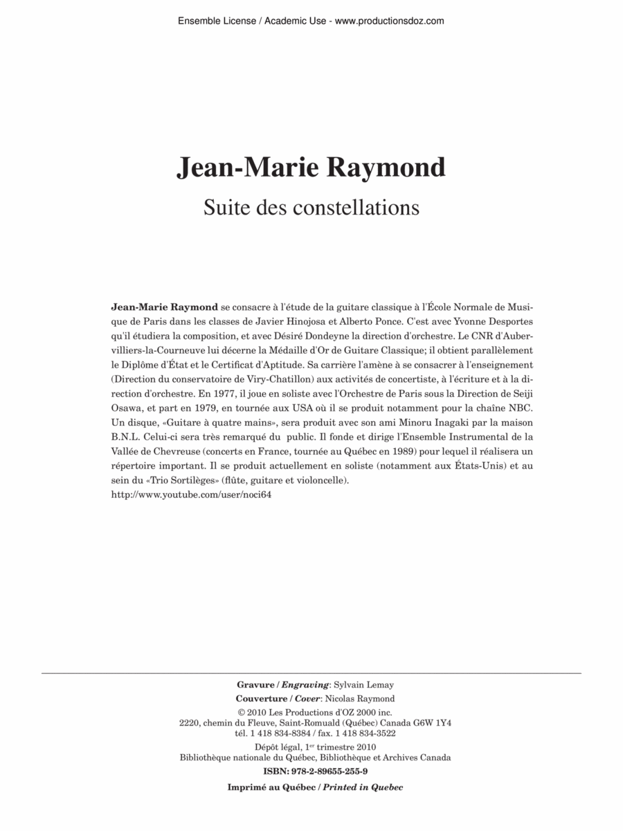 Suite des constellations Suite des constellations Classical Guitar scores gallery preview page 1