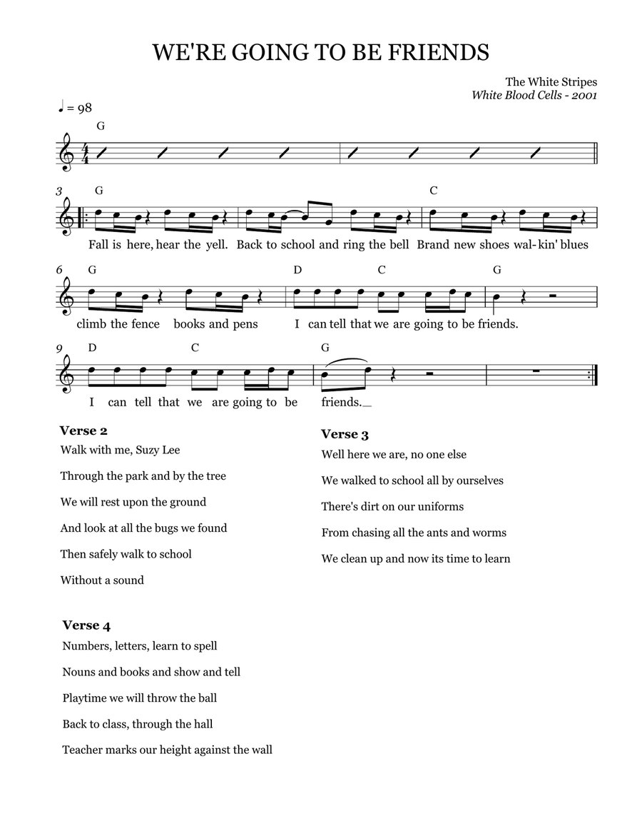 We're Going To Be Friends Piano, Vocal scores gallery preview page 1