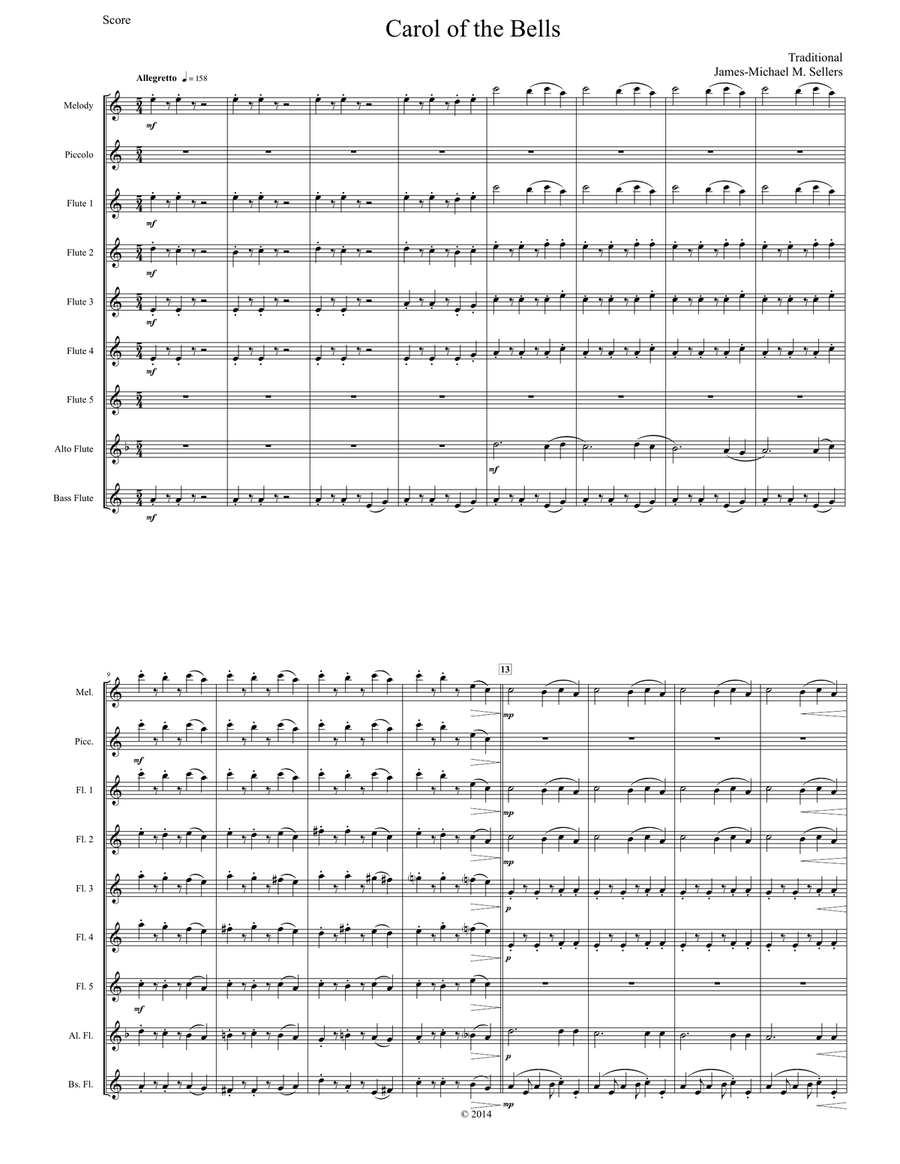 Carol of the Bells (for Flute Choir) image number null