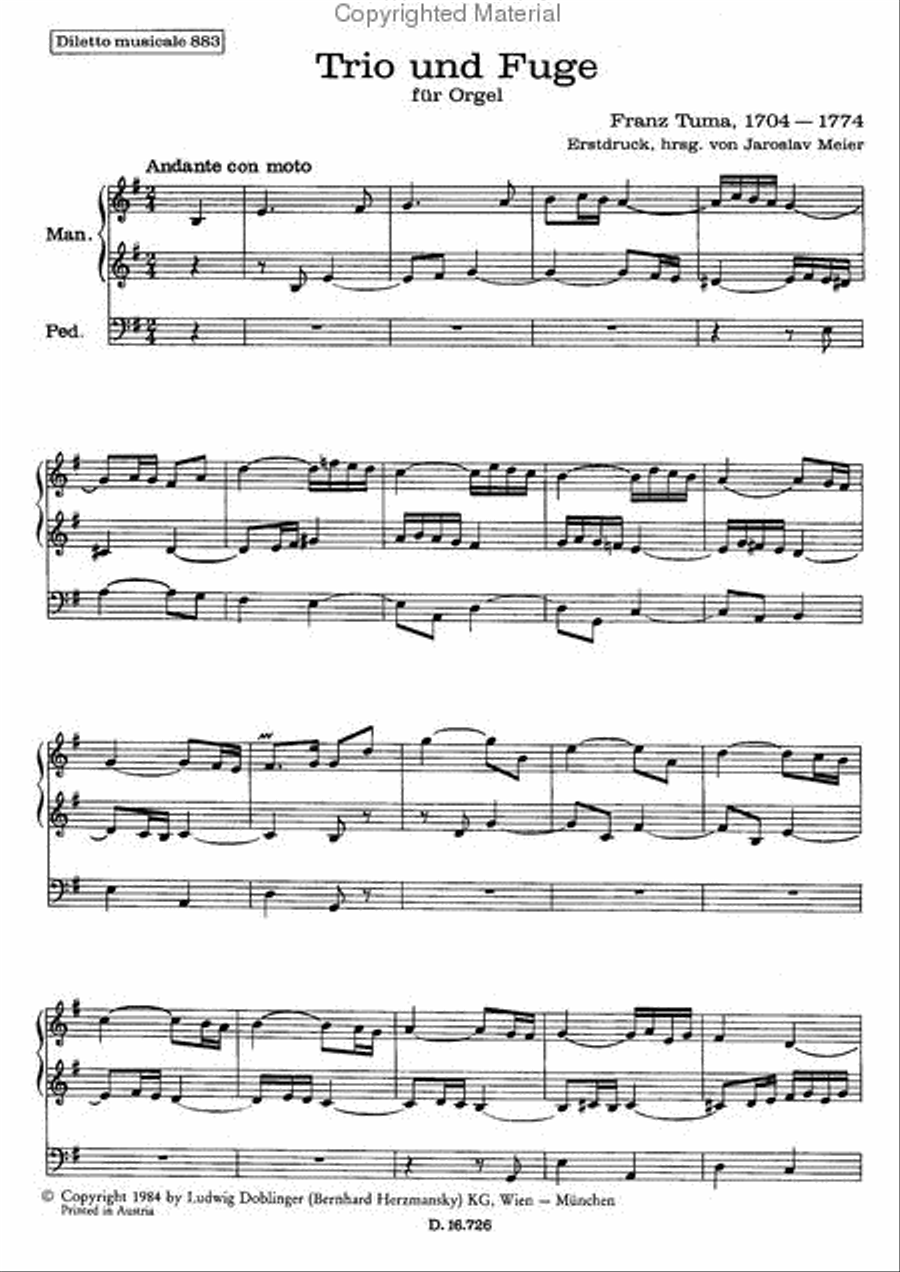 Trio und Fuge fur Orgel Organ scores gallery preview page 2