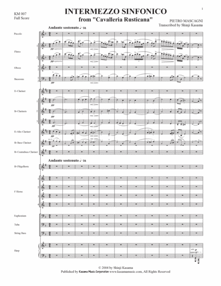 Intermezzo Sinfonico from “Cavalleria Rusticana” (8/5 x 11)