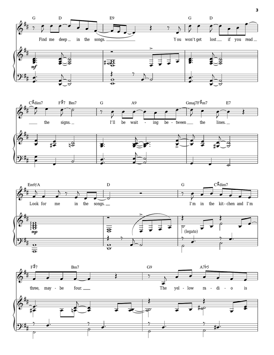 Look For Me In The Songs Look For Me In The Songs Piano, Vocal scores gallery preview page 3