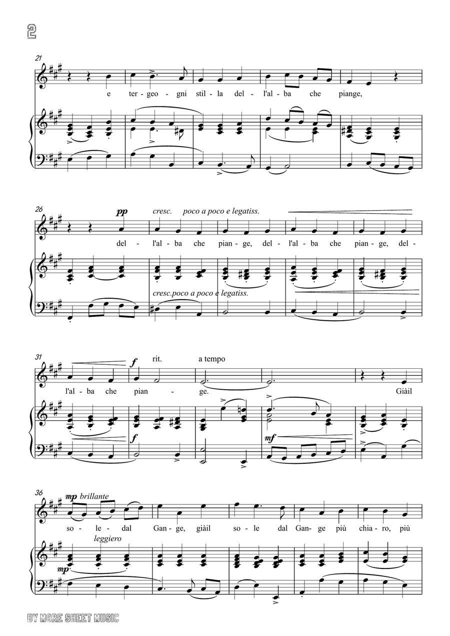 Scarlatti-Già il sole dal gange in A Major,for Voice and Piano Piano, Vocal scores gallery preview page 4