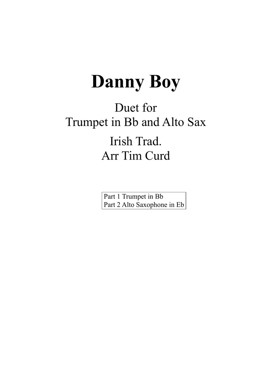 Danny Boy. Duet for Trumpet and Alto Saxophone Saxophone Duet scores gallery preview page 1