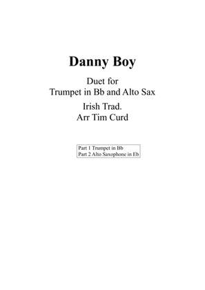 Book cover for Danny Boy. Duet for Trumpet and Alto Saxophone