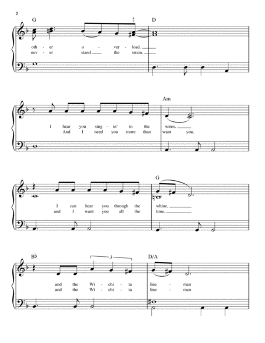 Wichita Lineman Wichita Lineman Easy Piano scores gallery preview page 2