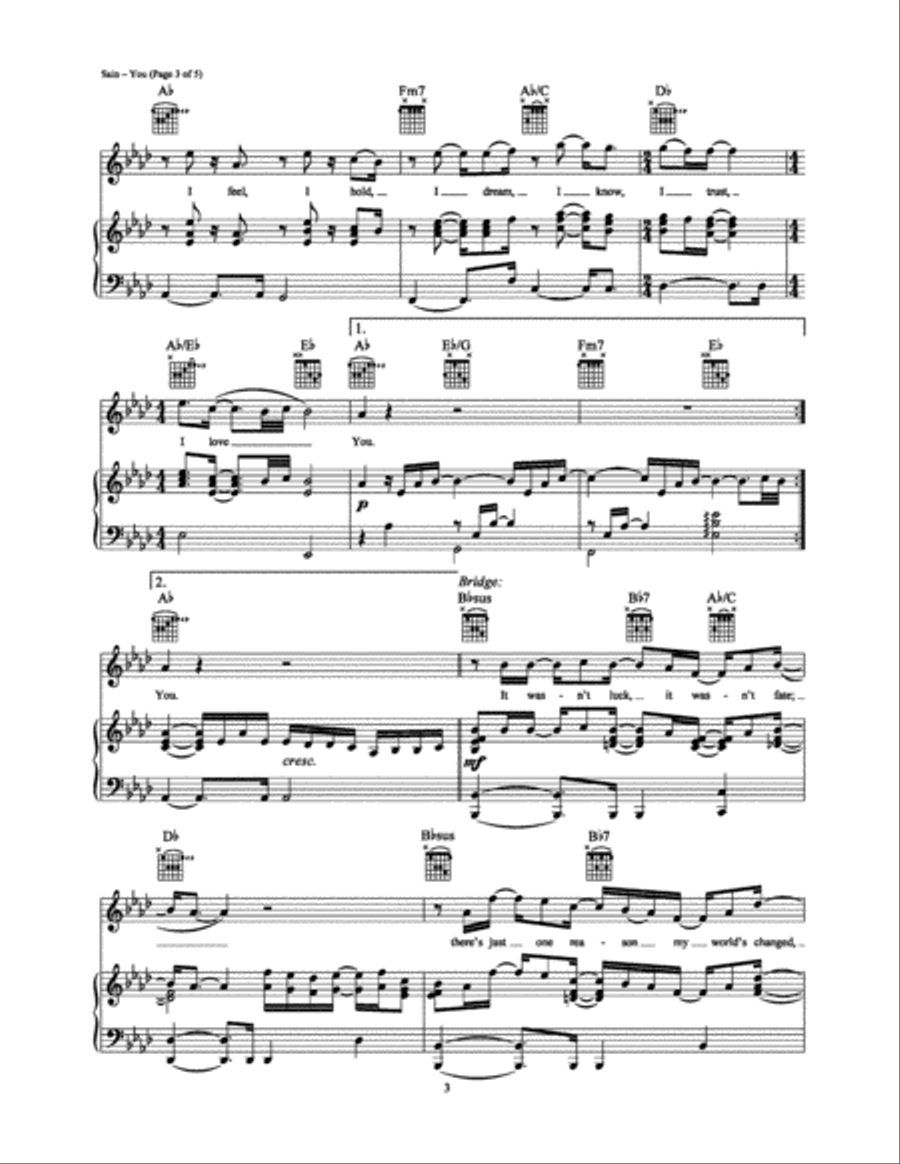 You Piano, Vocal, Guitar scores gallery preview page 3