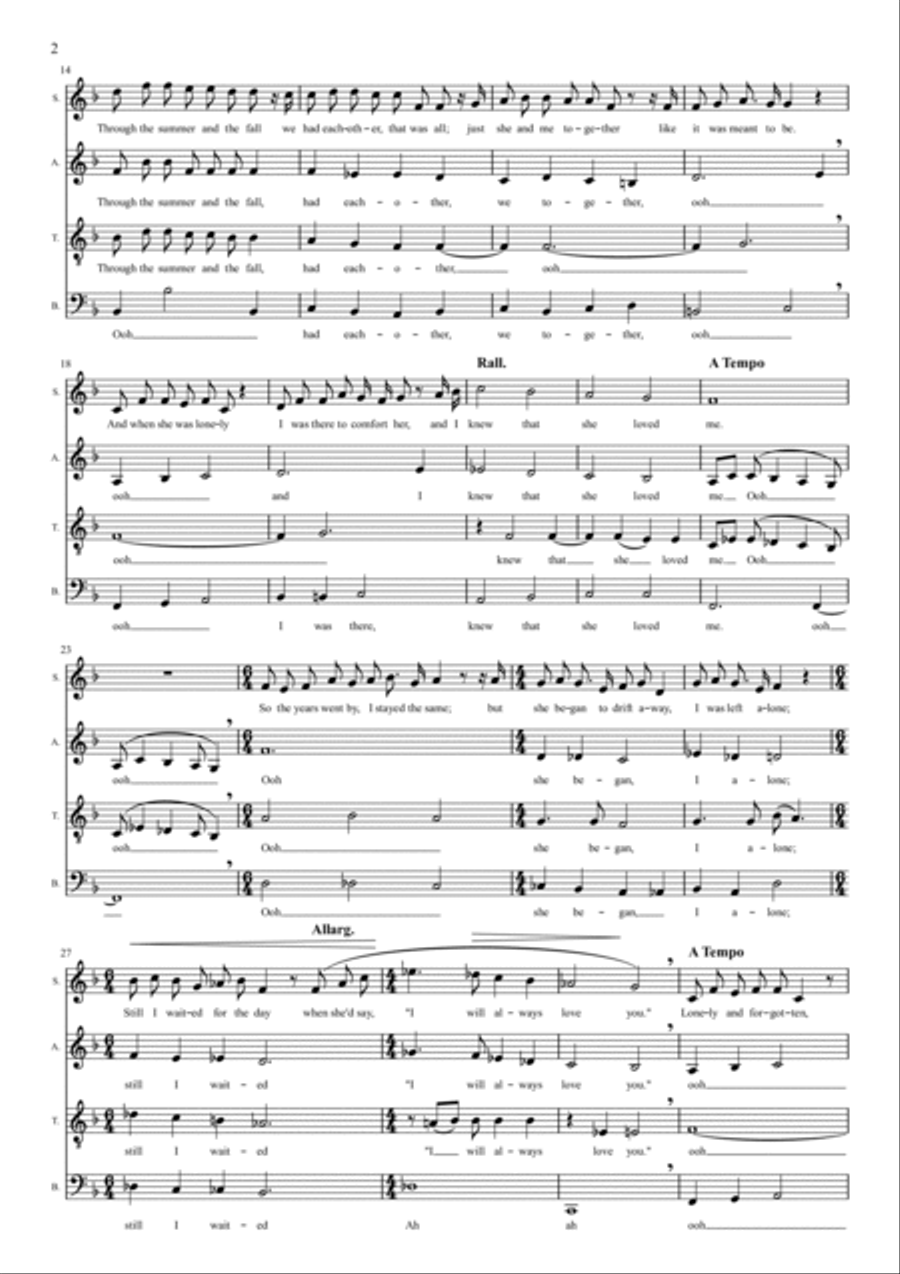 When She Loved Me When She Loved Me 4-Part scores gallery preview page 2