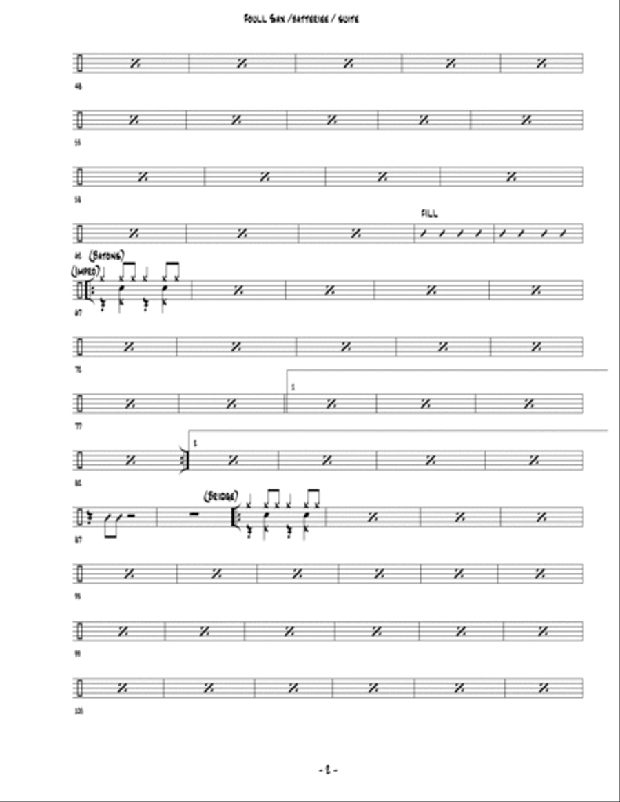 FoullSax / pour Quatuor de Saxophone, Guitare, Contrebasse et Batterie Jazz Ensemble scores gallery preview page 6