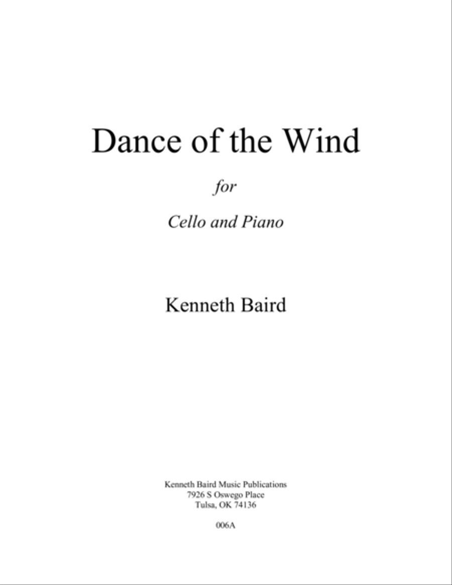 Dance of the Wind (for Cello with Piano Accompaniment) Piano scores gallery preview page 1