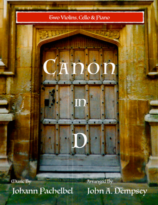 Book cover for Canon in D (Piano Quartet): Two Violins, Cello and Piano