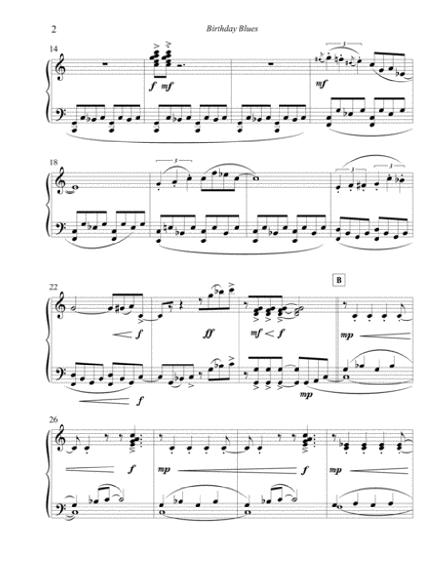Birthday Blues Birthday Blues Piano Solo scores gallery preview page 2