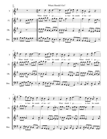 Where Should I Go? (Opus 720) (Tenor, Flute, Oboe, Bassoon) [Full Score] - Score Only