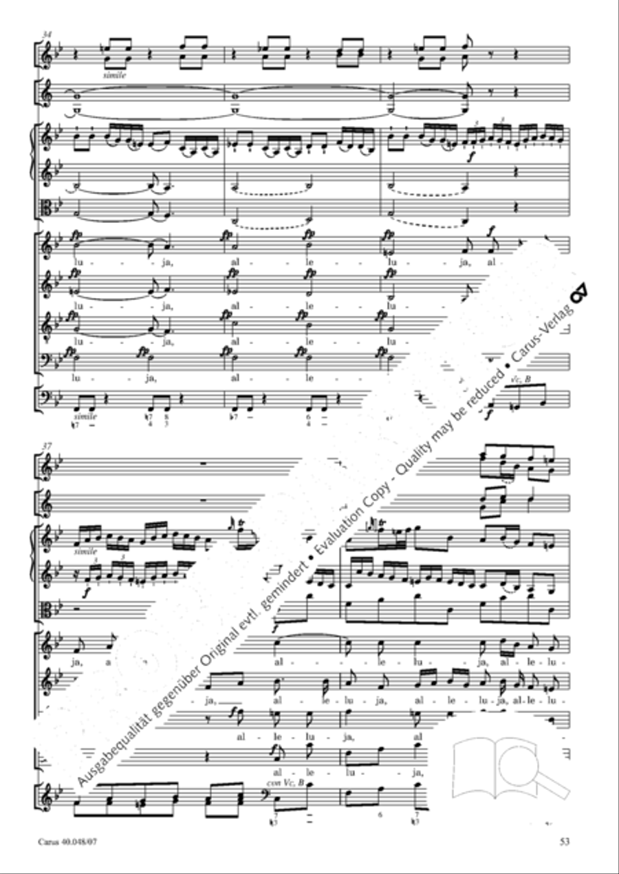 Regina coeli in B-Flat Major, K. 127 4-Part scores gallery preview page 54