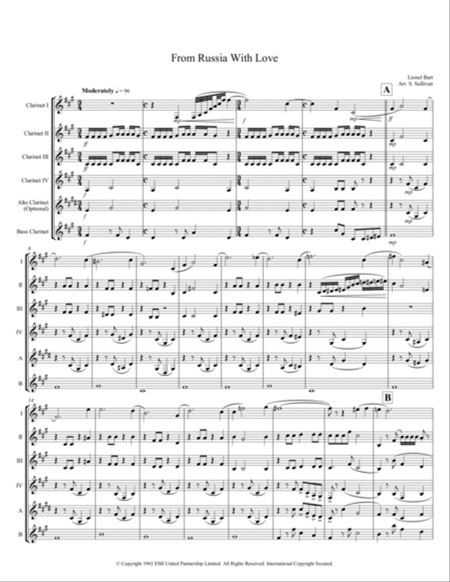 From Russia With Love Clarinet Quintet scores gallery preview page 2