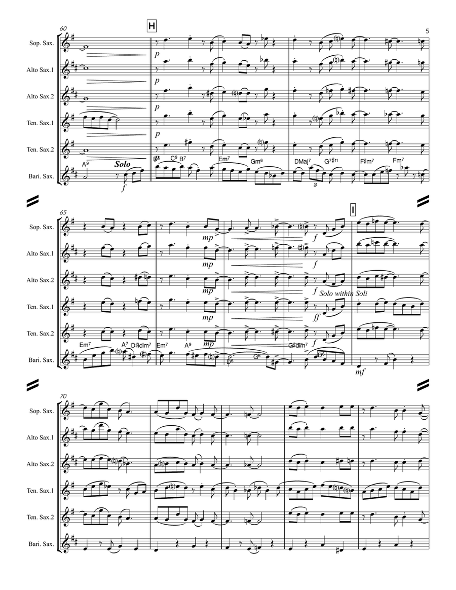 I've Got The World On A String Saxophone Quintet scores gallery preview page 6