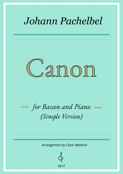 Pachelbel's Canon in D - Bassoon and Piano - Simple Version (Full Score) image number null