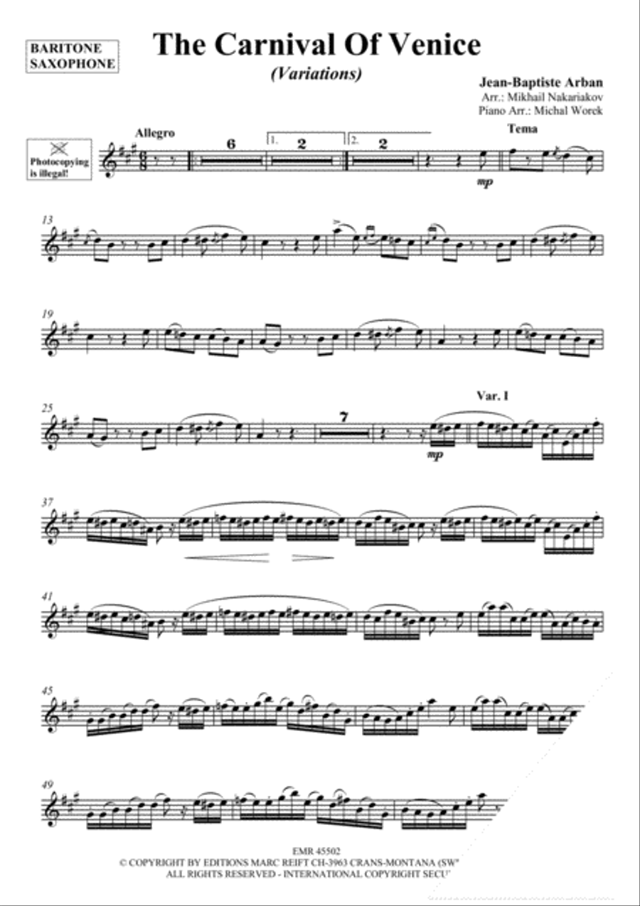The Carnival Of Venice Baritone Saxophone scores gallery preview page 3