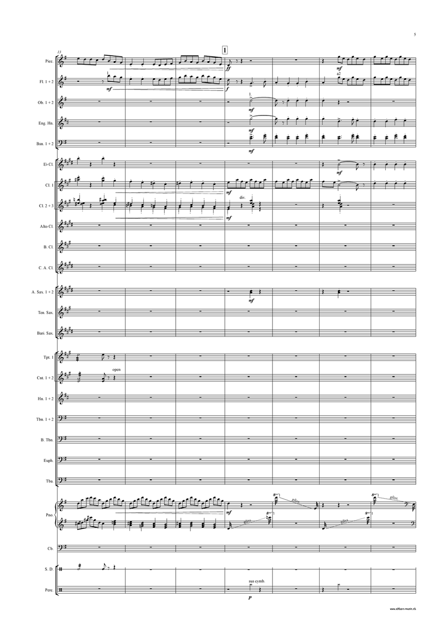 Concerto for Piano and Orchestra Concert Band scores gallery preview page 6