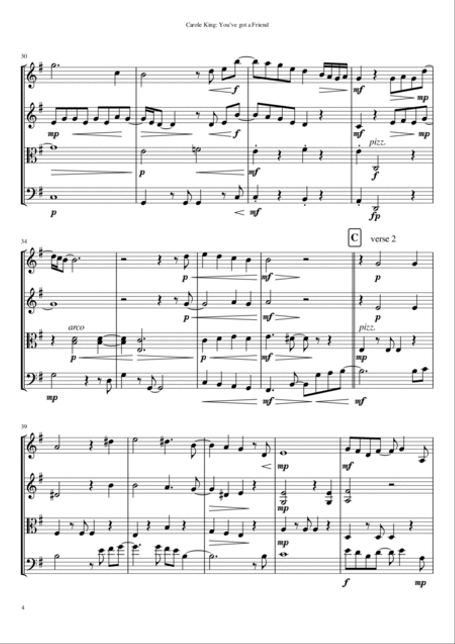 You've Got A Friend You've Got A Friend String Quartet scores gallery preview page 4