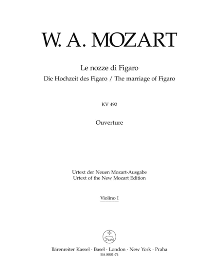 Le nozze di Figaro / The Marriage of Figaro K. 492 by Wolfgang Amadeus Mozart Violin - Sheet Music