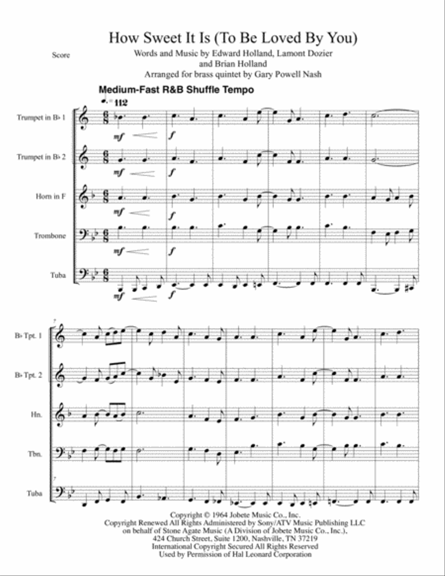 How Sweet It Is (To Be Loved By You) Brass Ensemble scores gallery preview page 3
