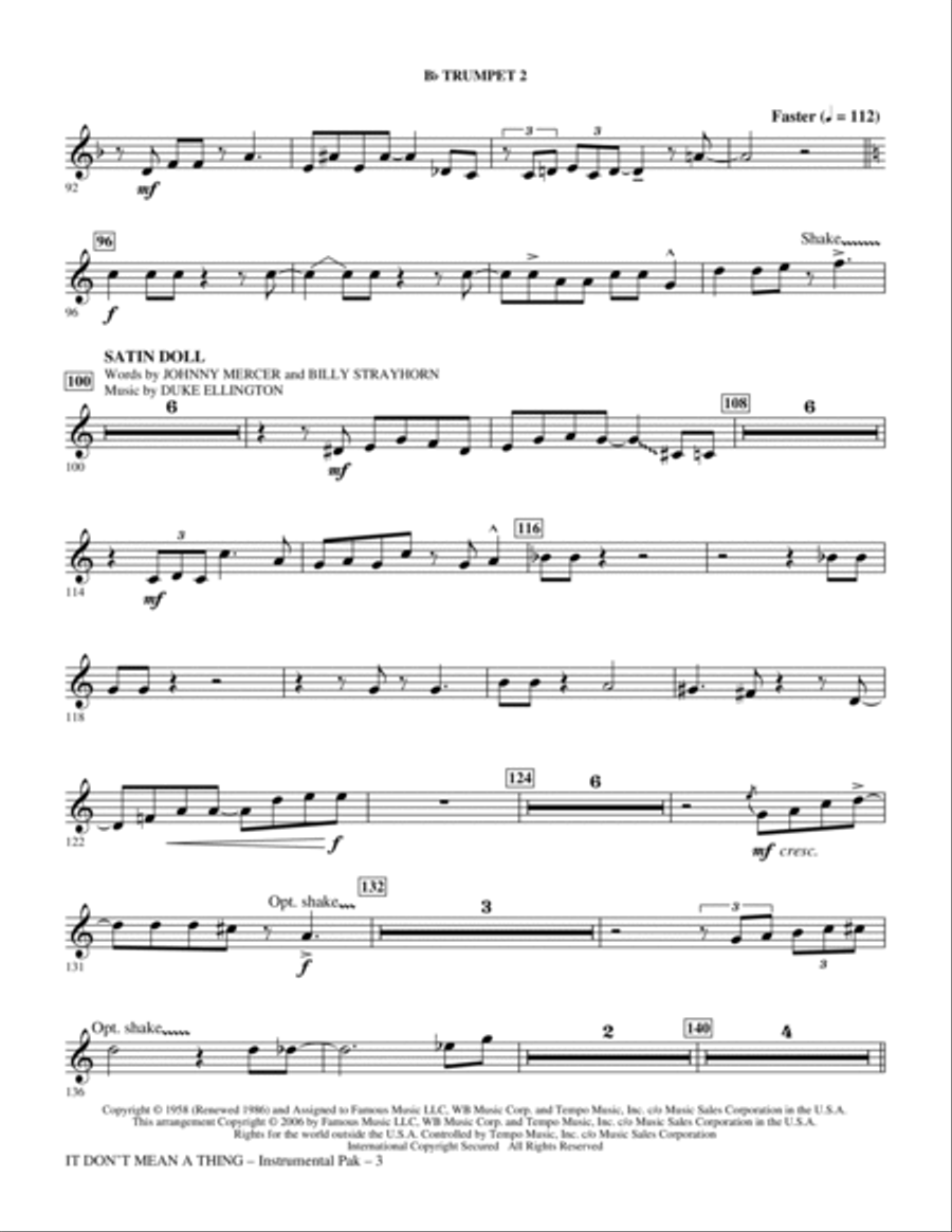 It Don't Mean A Thing: The Best Of Duke Ellington (Medley) - Bb Trumpet 2 Choir scores gallery preview page 3