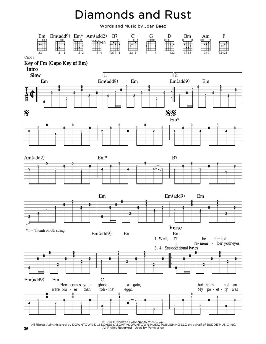 Diamonds and Rust Electric Guitar scores gallery preview page 1