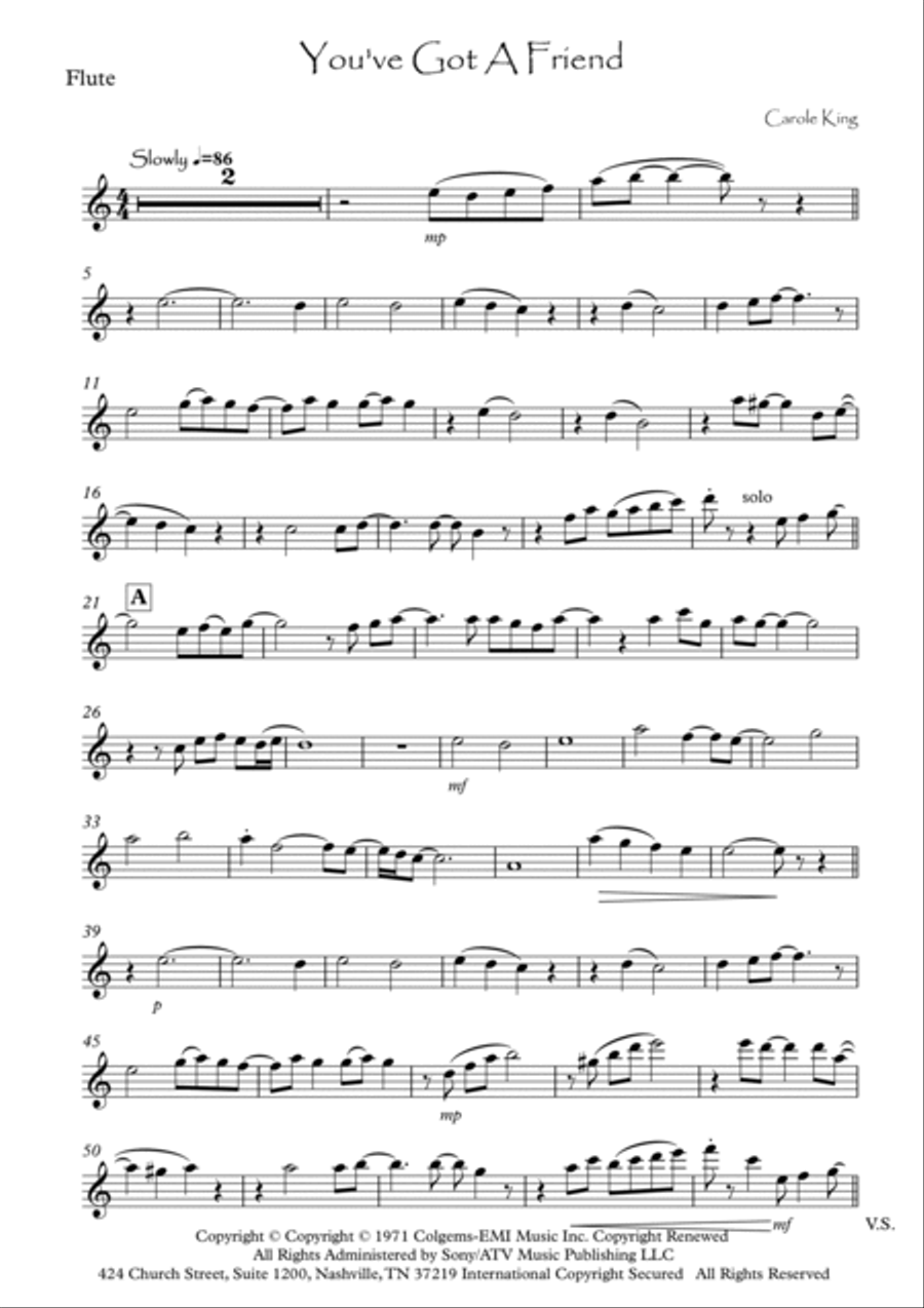 You've Got A Friend Woodwind Quartet scores gallery preview page 6