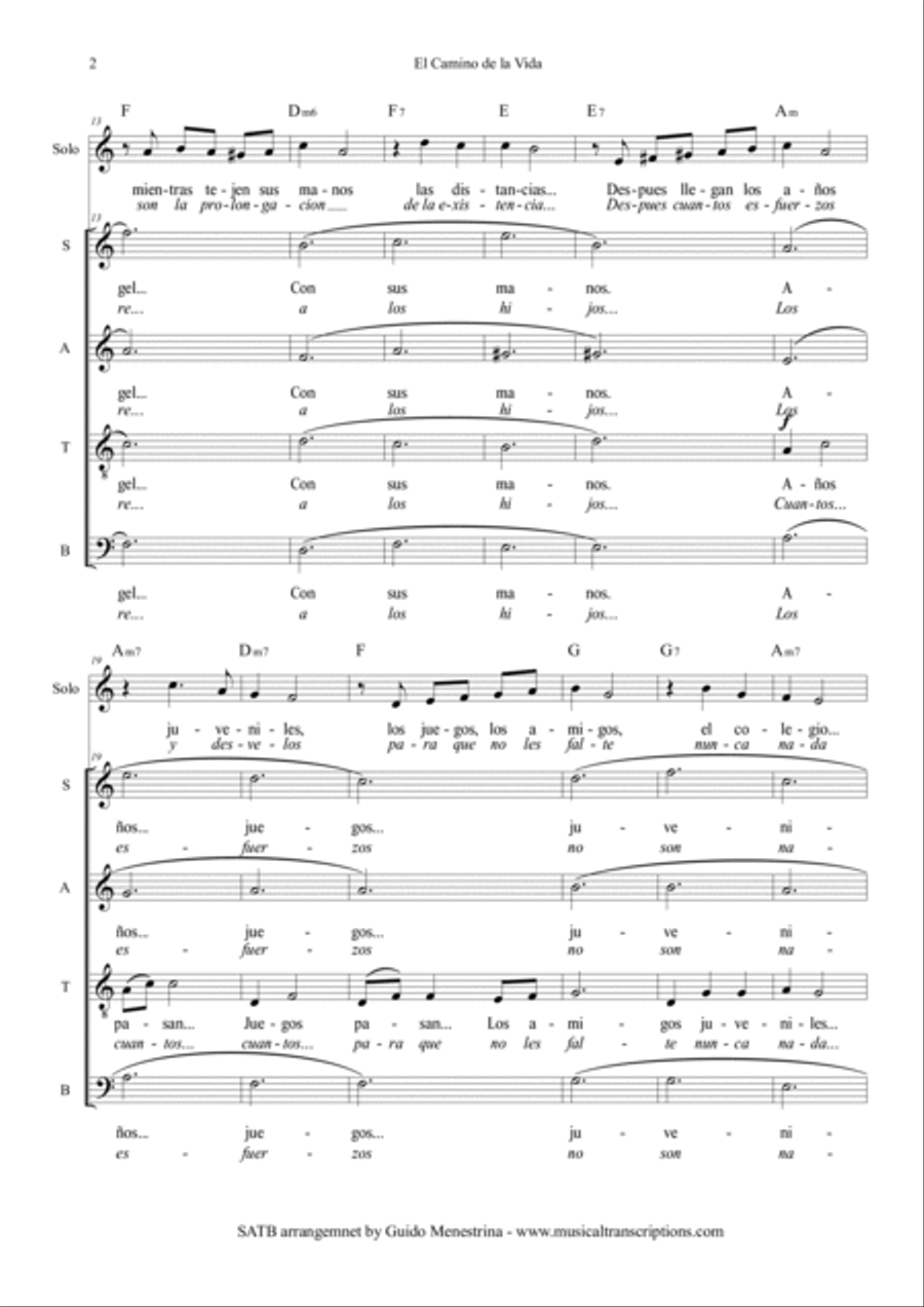 El Camino de la Vida - SATB 4-Part scores gallery preview page 2