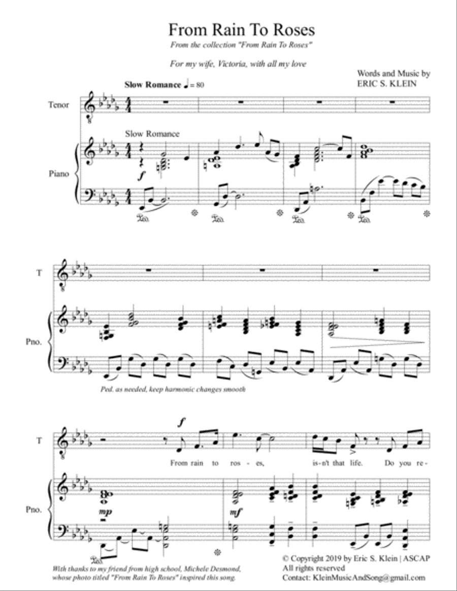 From Rain To Roses Tenor Voice scores gallery preview page 1
