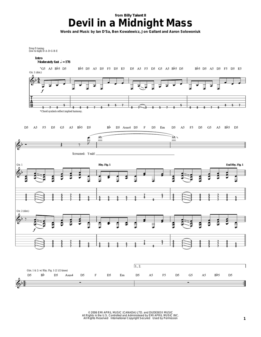 Devil In A Midnight Mass Acoustic Guitar scores gallery preview page 1