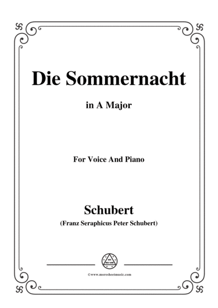 Schubert-Die Sommernacht,in A Major,for Voice&Piano image number null
