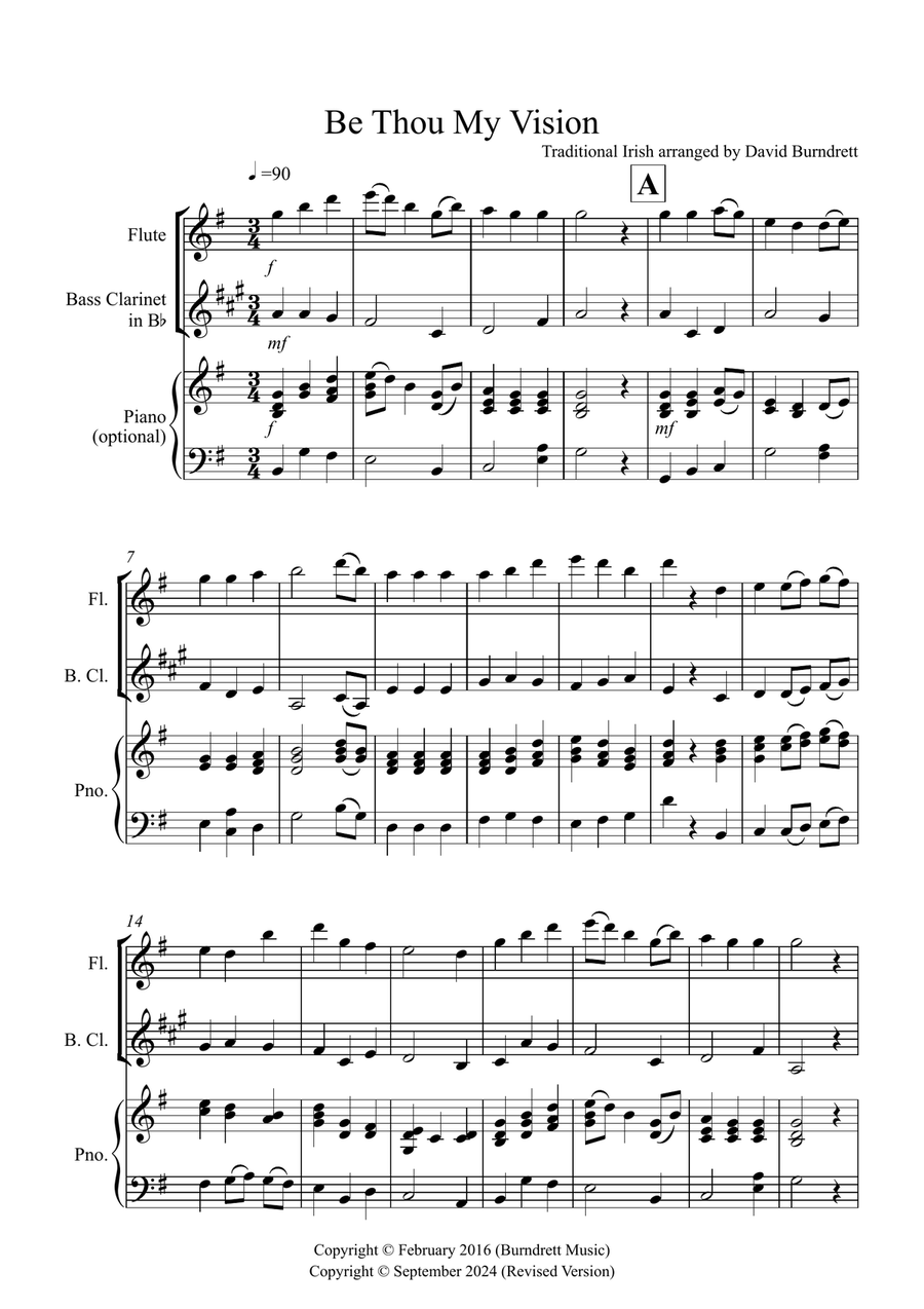 Book cover for Be Thou My Vision for Flute and Bass Clarinet Duet