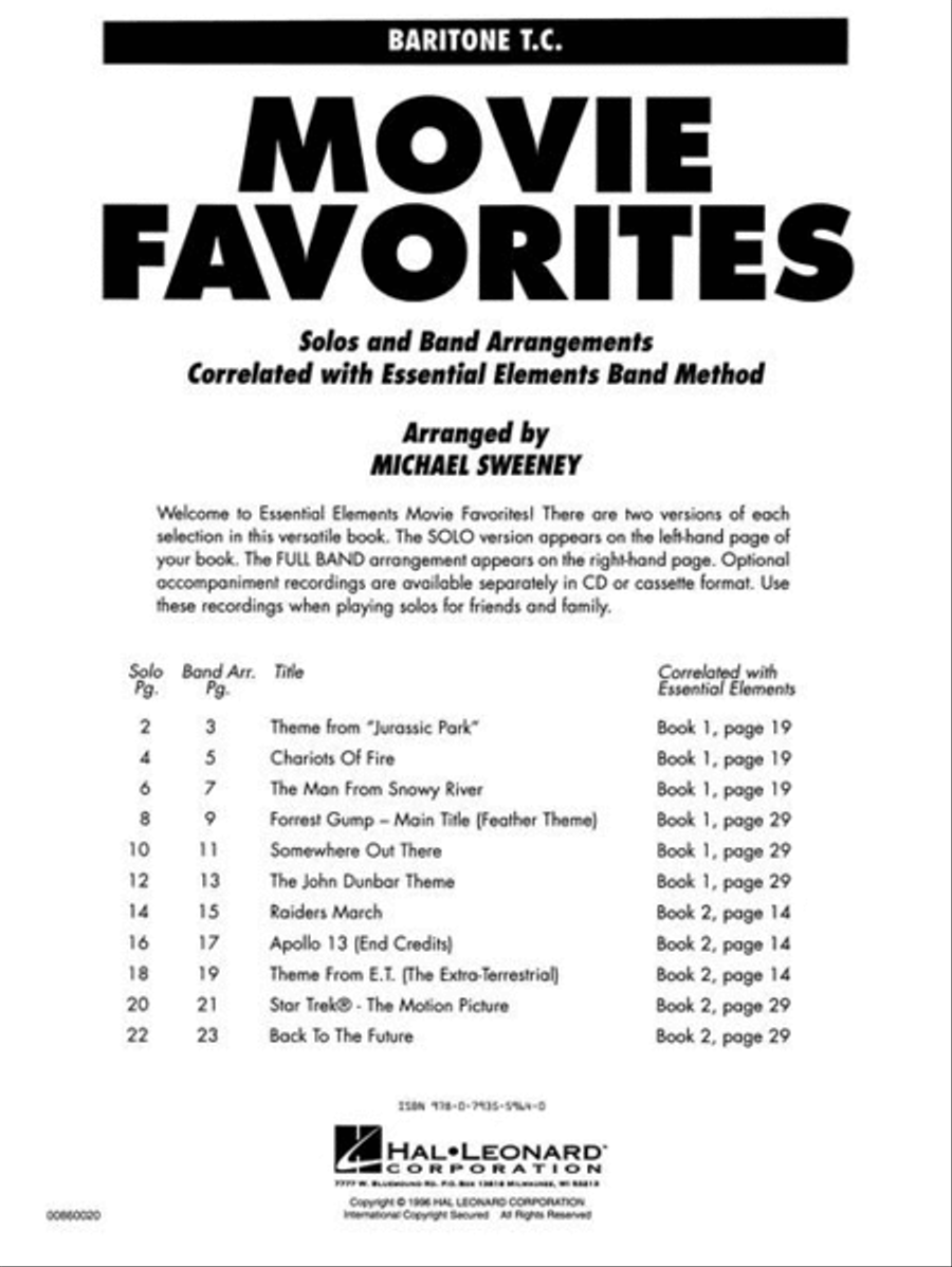 Movie Favorites - Baritone T.C. Concert Band Methods scores gallery preview page 3