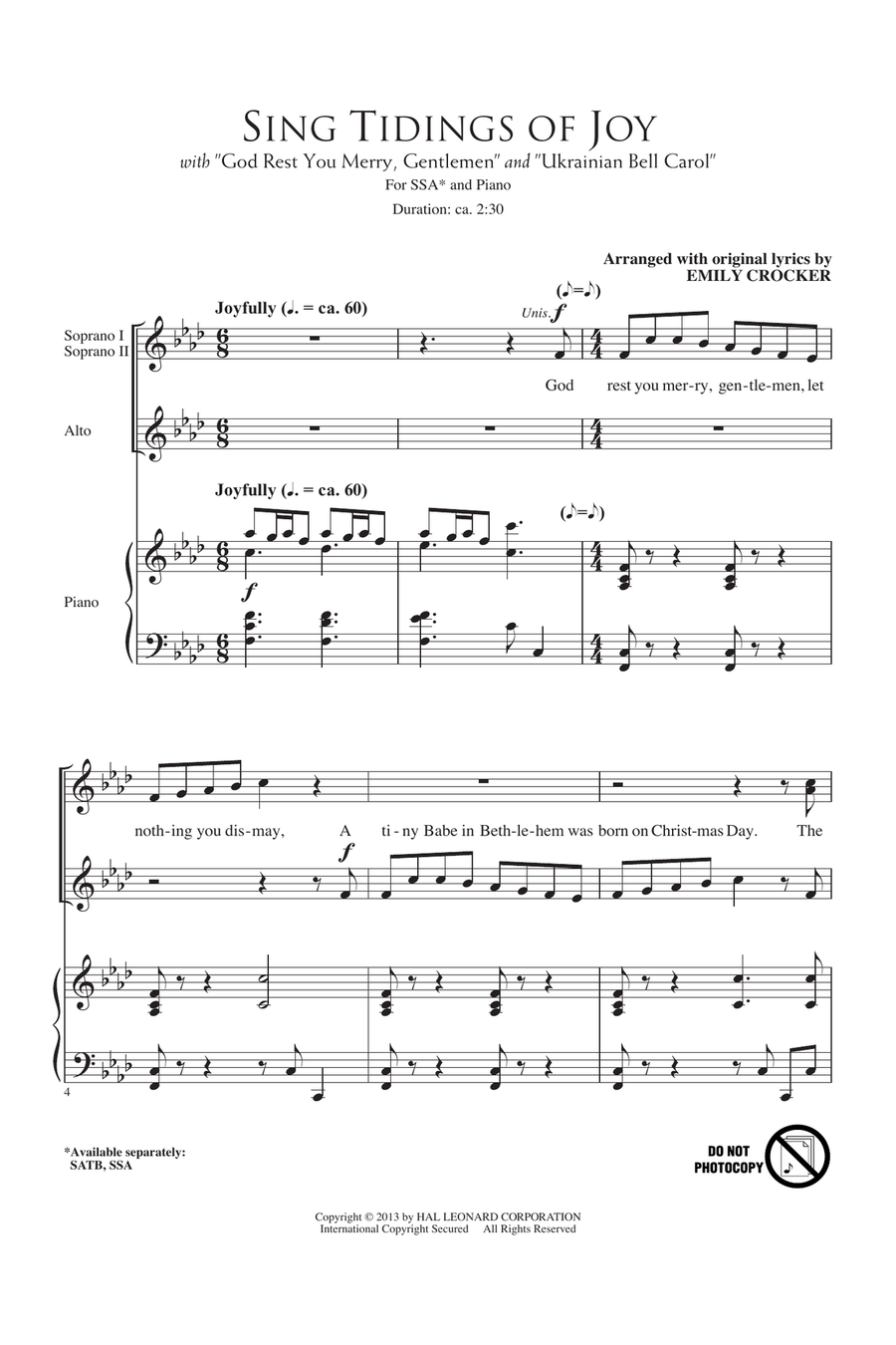 Sing Tidings Of Joy SSA scores gallery preview page 1