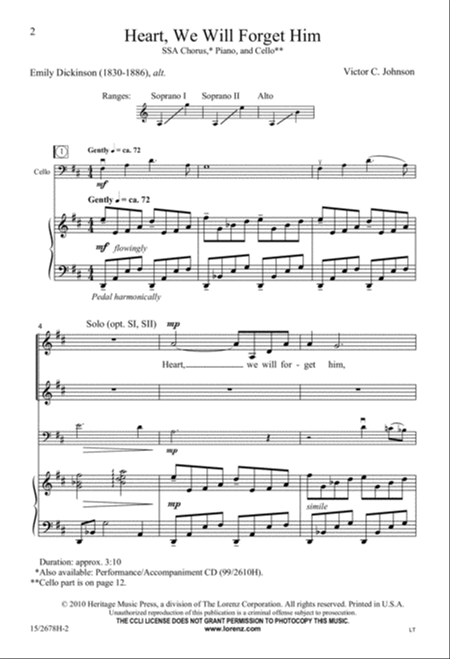 Heart, We Will Forget Him SSA scores gallery preview page 3