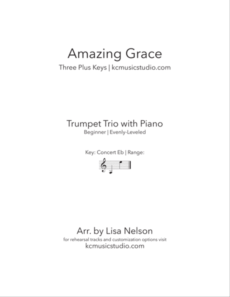 Amazing Grace - Trumpet Trio with Piano Accompaniment Trumpet Trio scores gallery preview page 1