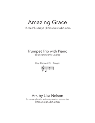 Amazing Grace - Trumpet Trio with Piano Accompaniment
