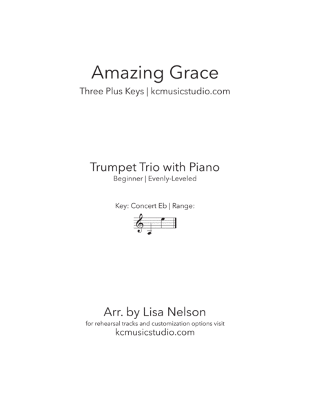Amazing Grace - Trumpet Trio with Piano Accompaniment image number null