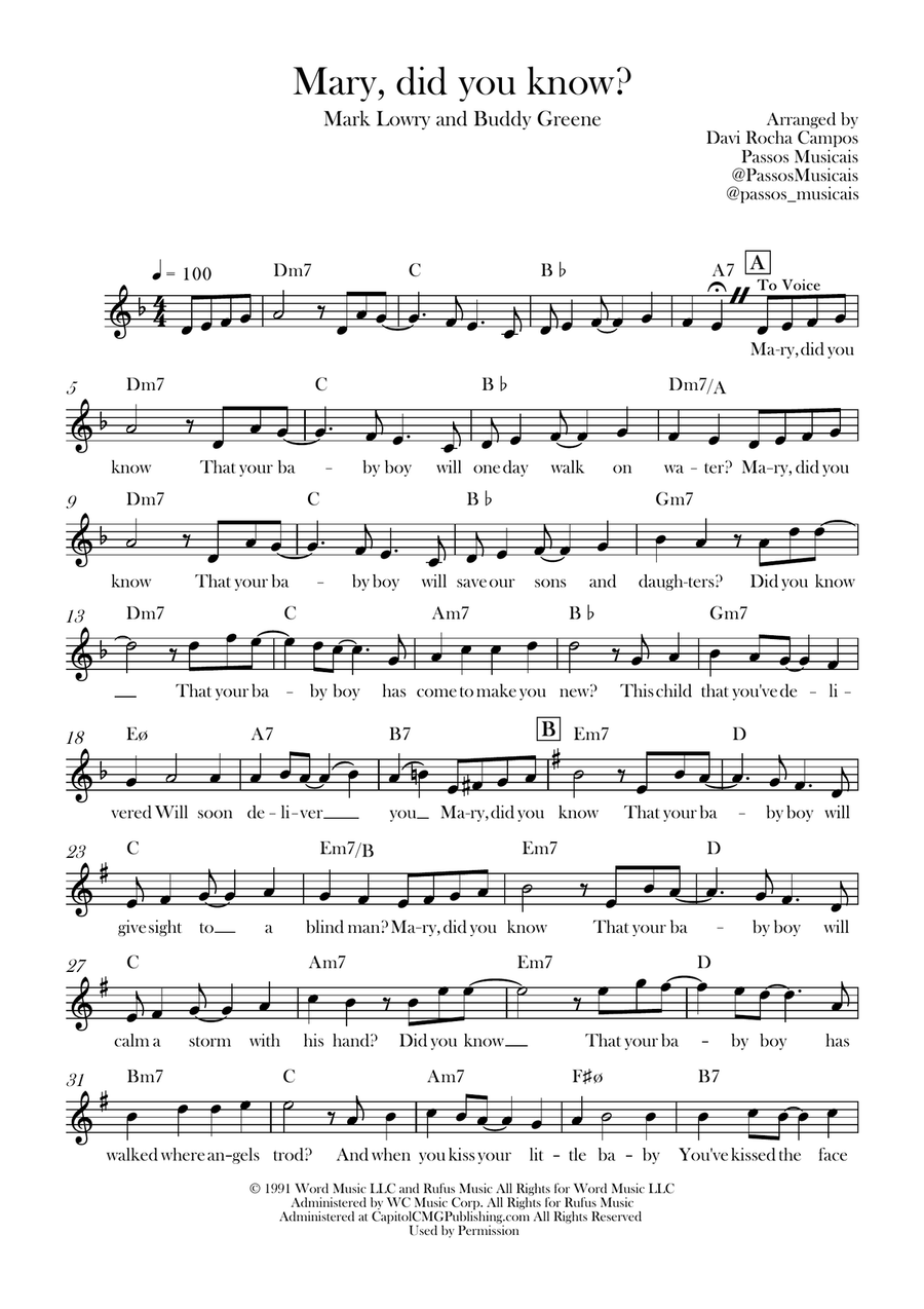 Mary, Did You Know? Mary, Did You Know? Piano scores gallery preview page 1