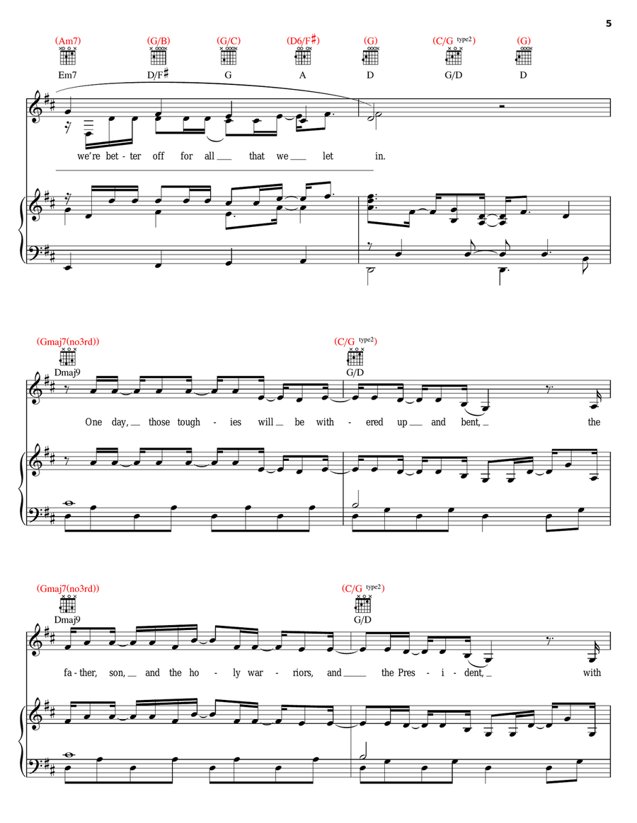 All That We Let In Piano, Vocal, Guitar scores gallery preview page 5