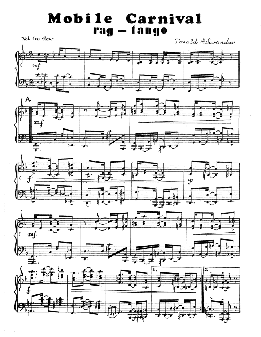 Mobile Carnival Rag-Tango Piano Solo scores gallery preview page 1