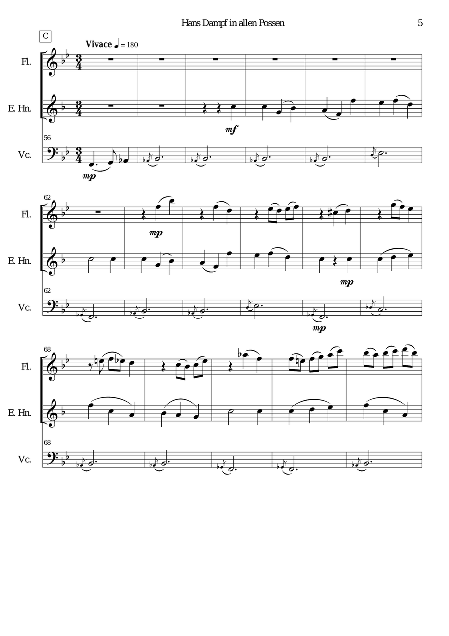 Hans Dampf in allen Possen (Jack of all tricks) for flute, cor anglais and cello Small Ensemble scores gallery preview page 5