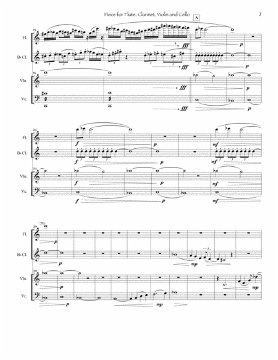 Piece for Flute, Clarinet, Violin and Cello Small Ensemble scores gallery preview page 5
