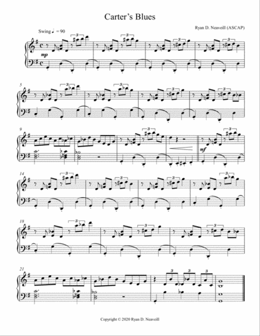 Carter’s Blues Piano Method scores gallery preview page 1